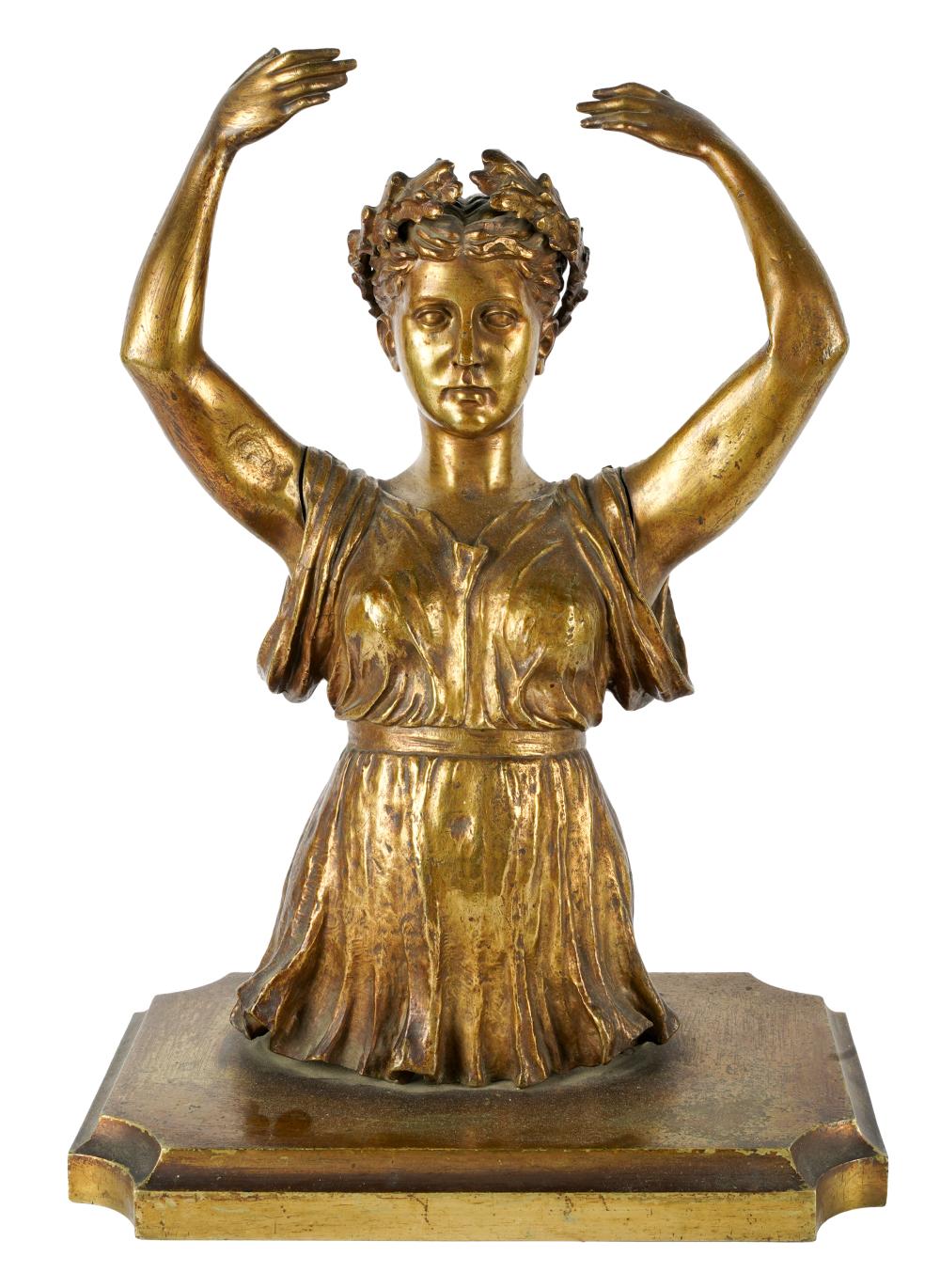 Appraisal: CLASSICAL STYLE BUSTgilt bronze Provenance The E T and Wife