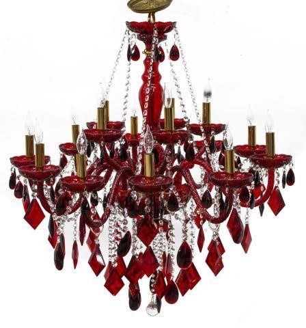 Appraisal: Maria Theresa style red crystal and glass chandelier th c