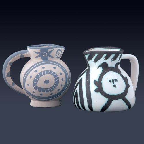 Appraisal: PICASSO MADOURA Two small pitchers one with an owl the