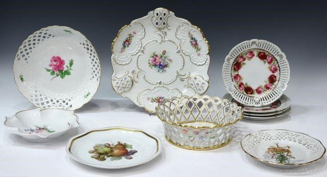 Appraisal: lot of Continental porcelain tableware including Meissen ashtray hand-painted floral