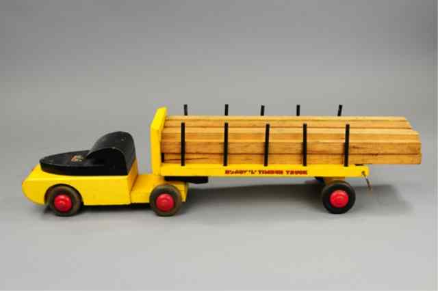 Appraisal: BUDDY 'L' WOODEN LUMBER TRACTOR TRAILER C 's deluxe timber