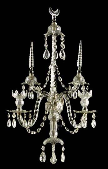 Appraisal: Opulent Large Pair of George V Cut Glass Two-Light Sconces