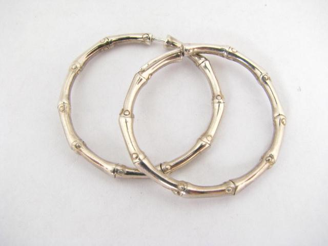 Appraisal: Pair of John Hardy sterling silver Bamboo Collection earrings approximately