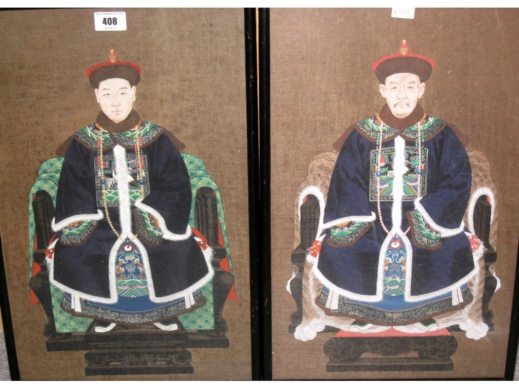 Appraisal: Pair of Chinese watercolour portraits on silk