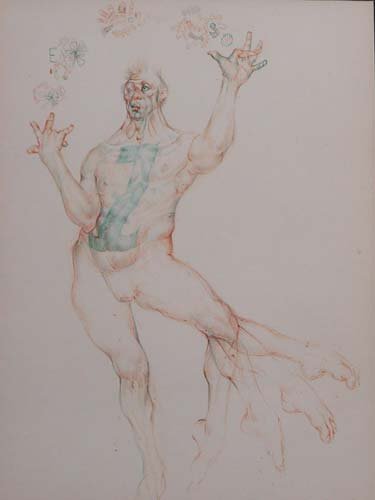 Appraisal: Juggler Colored Pencil on Paper Knauer Robert x inches In