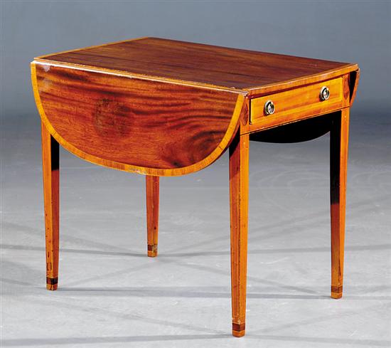 Appraisal: English Hepplewhite inlaid mahogany Pembroke table early th century inlaid