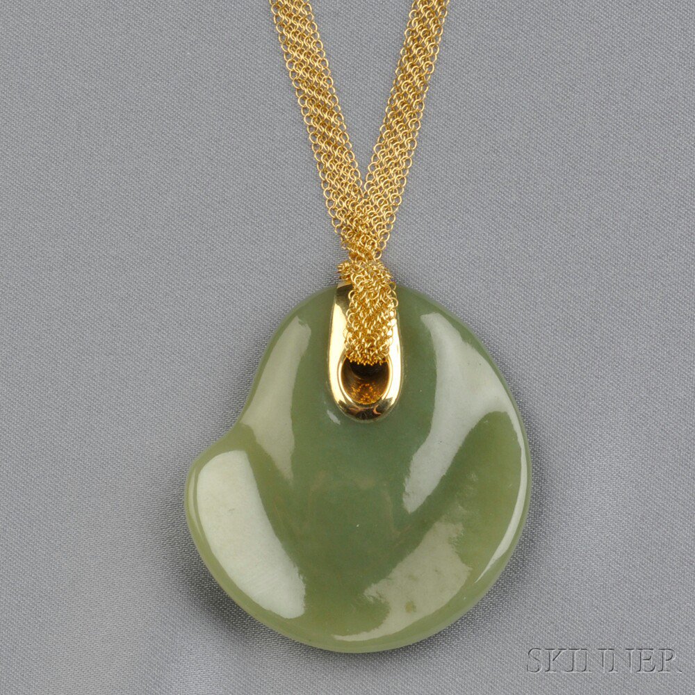 Appraisal: kt Gold and Nephrite Pendant Elsa Peretti Tiffany Co the