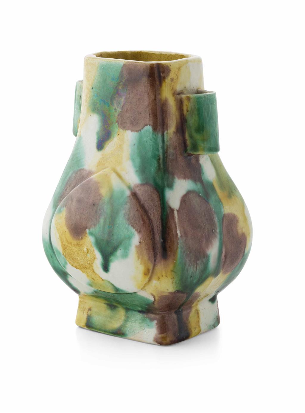 Appraisal: EGG AND SPINACH GLAZED MINIATURE HU SHAPED VASE typically modelled