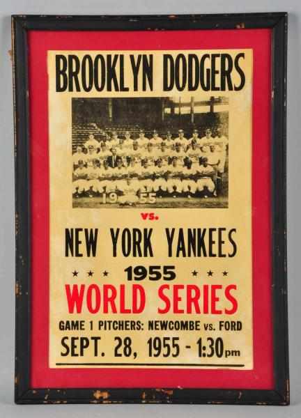 Appraisal: Brooklyn Dodgers vs New York Yankees Poster Description Framed and