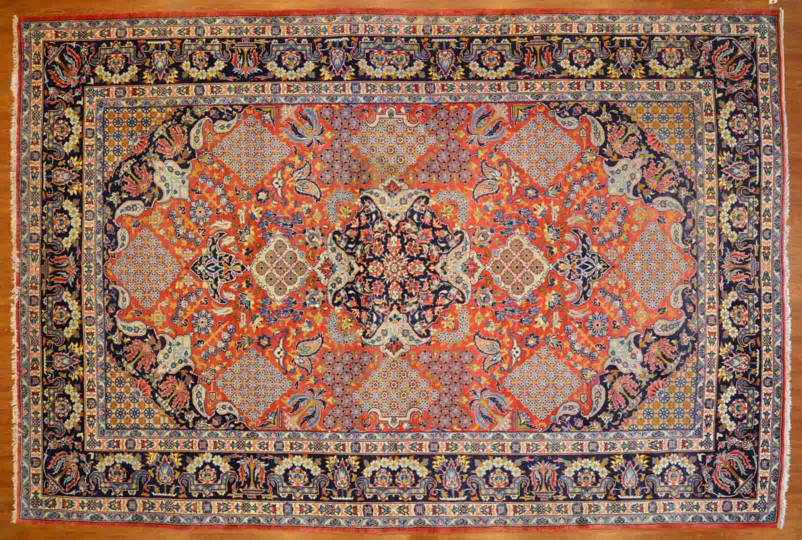 Appraisal: Persian Keshan carpet approx x Iran circa Condition Worn with