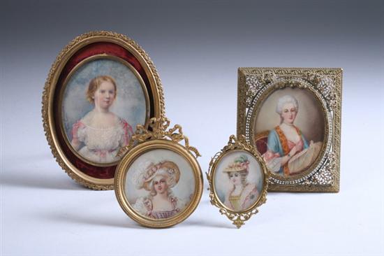 Appraisal: FOUR PORTRAIT MINIATURES OF YOUNG LADIES th - th century