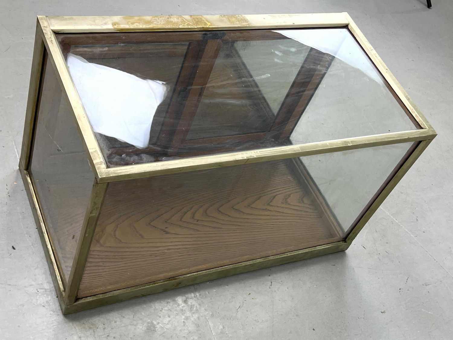 Appraisal: Small oak nickel and glass showcase cabinet With key Dimensions