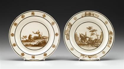 Appraisal: Pair of Sevres creamware plates early th century Each with