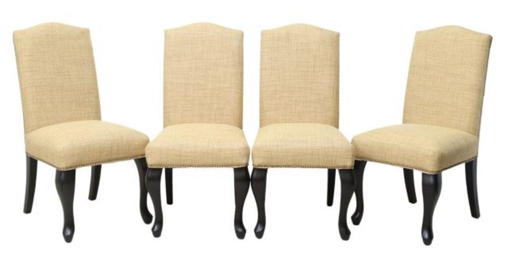 Appraisal: lot of Contemporary highback dining chairs in woven beige upholstery