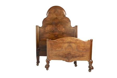 Appraisal: PAIR OF BURR WALNUT SINGLE BEDS ATTRIBUTED TO WHYTOCK REID