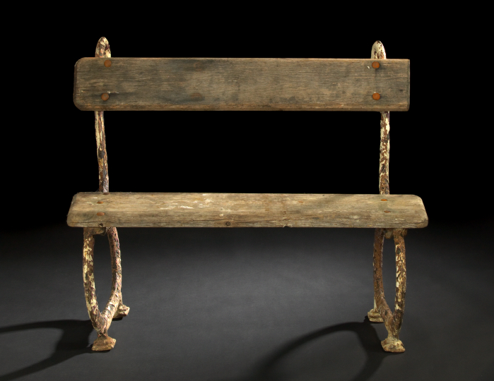 Appraisal: Continental Cast-Iron and Wooden Garden Bench mid- to late th