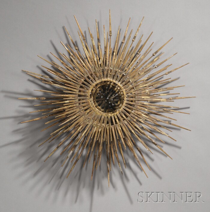 Appraisal: Sunburst Sculpture in the Manner of Curtis Jere Patinated metal