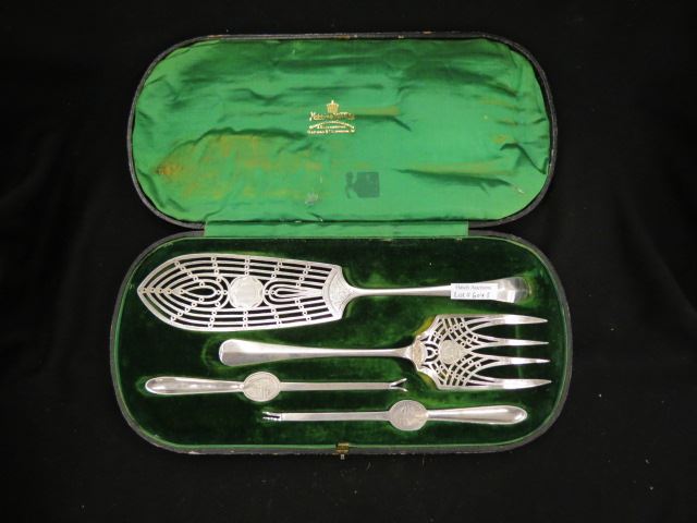 Appraisal: English Victorian Silverplate Fish Set by Mappin Webb in original