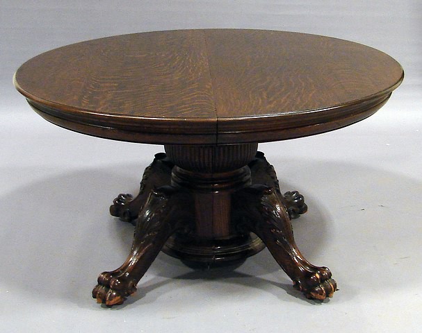 Appraisal: Fluted round split pedestal with turned center support cabriole legs