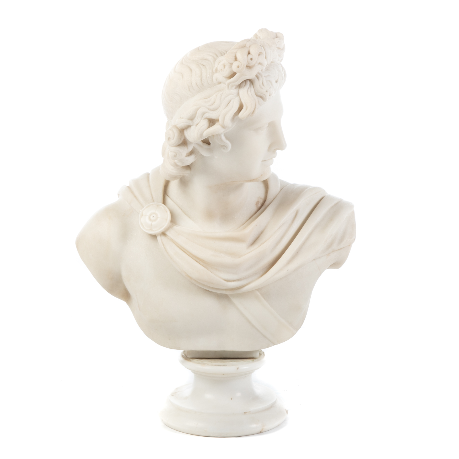 Appraisal: GRANDE TOUR MARBLE BUST OF APOLLO BELVEDERE Late th century