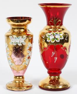 Appraisal: BOHEMIAN RUBY GLASS VASES PIECES BOHEMIAN RUBY GLASS VASES PIECES