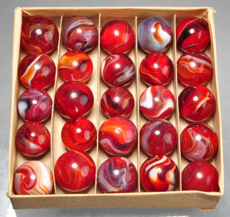 Appraisal: National Onyx Toy Box Set of Marbles Description Includes five