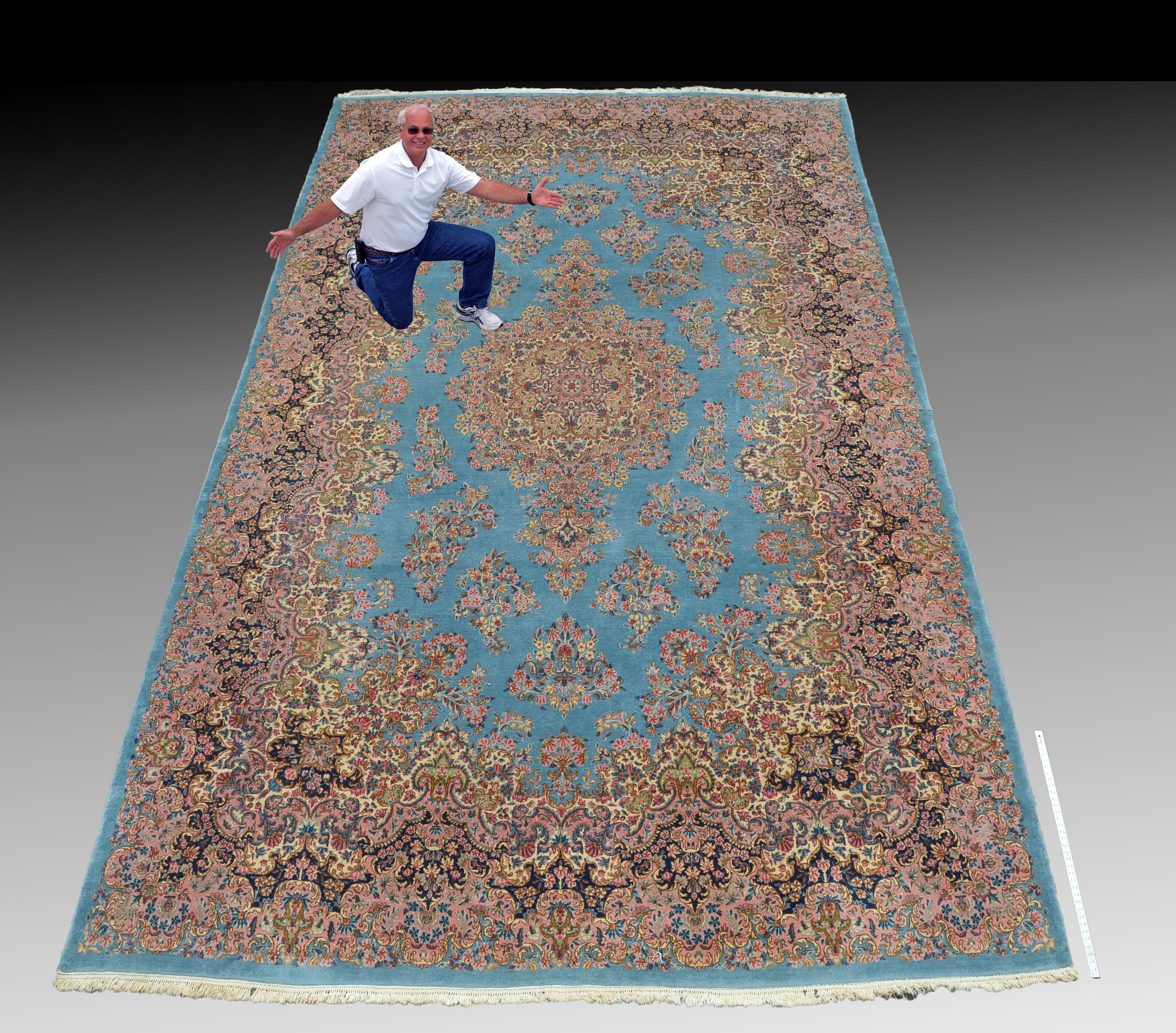 Appraisal: ANTIQUE PERSIAN KERMAN HAND-KNOTTED WOOL RUG ' '' X '