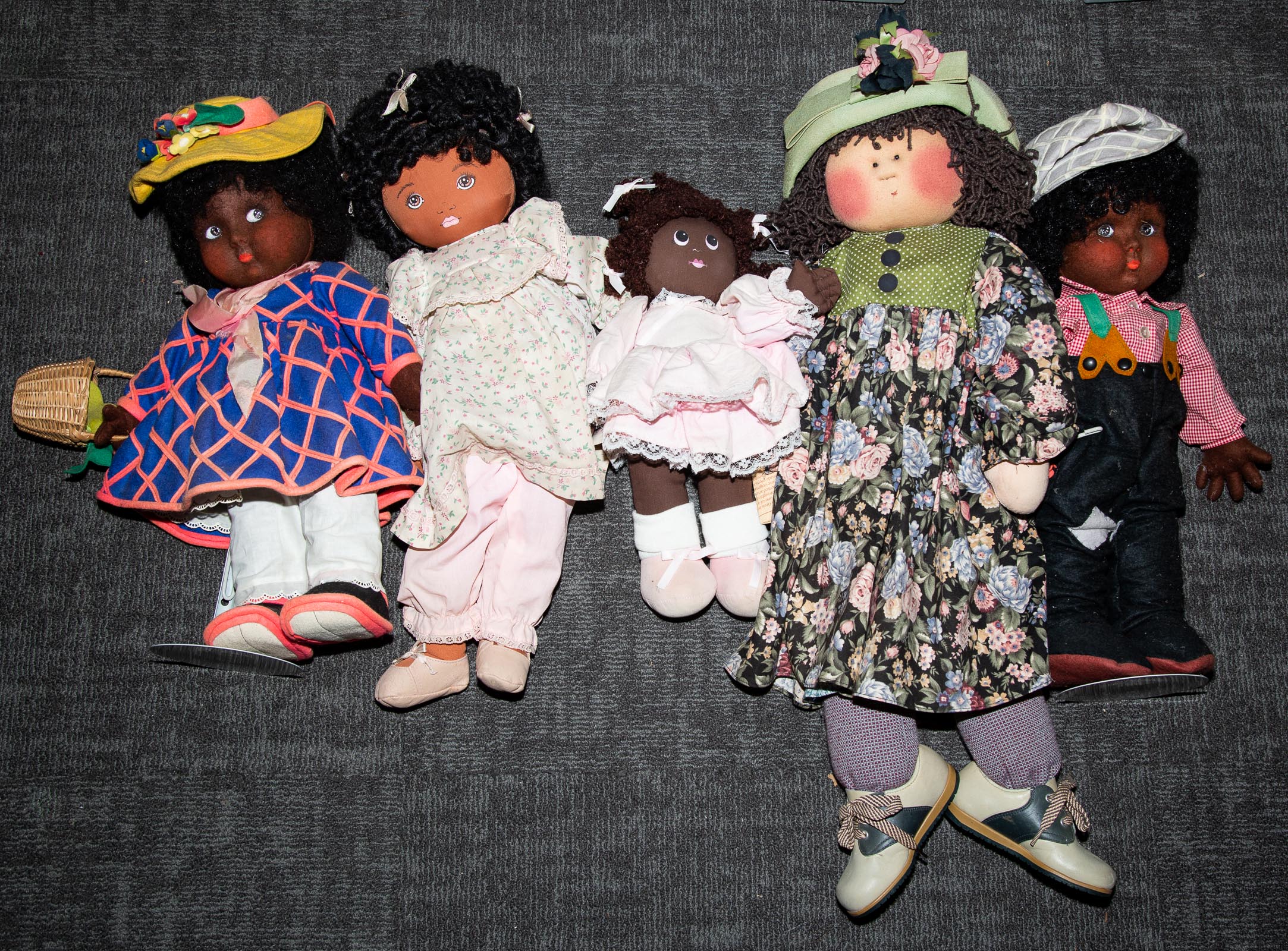 Appraisal: FIVE ASSORTED AFRICAN AMERICAN SOFT SCULPTURE DOLLS