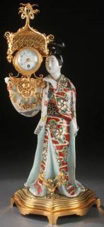 Appraisal: CHINESE PORCELAIN GILT MOUNTED FIGURAL CLOCK AN ORIENTAL EXPORT FAMILLE