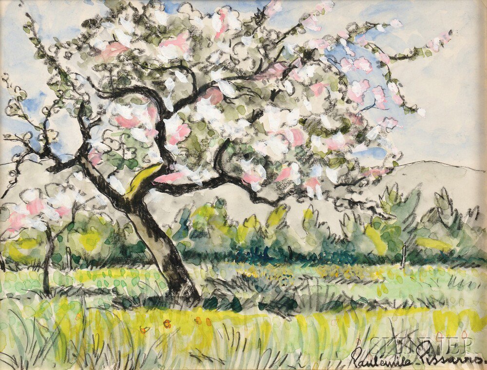 Appraisal: Paul-Emile Pissarro French - Flowering Tree Signed Paul mile Pissaro