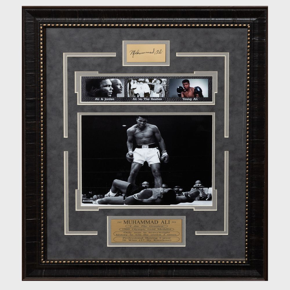 Appraisal: Muhammad Ali Photographs and Brass Plaque x in sight x