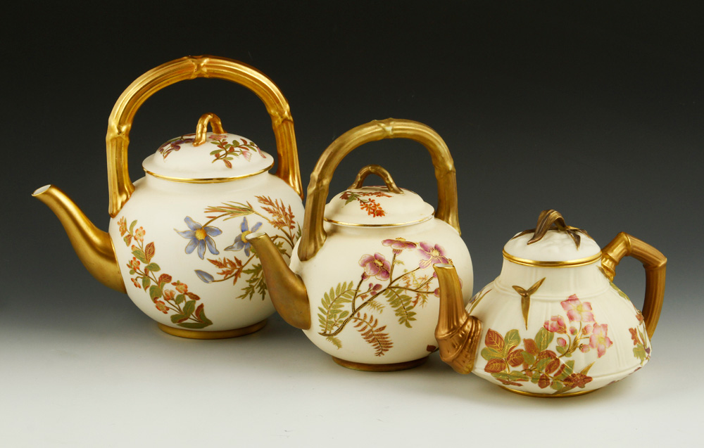 Appraisal: - Collection of Royal Worcester Blush Ivory Teapots Collection of