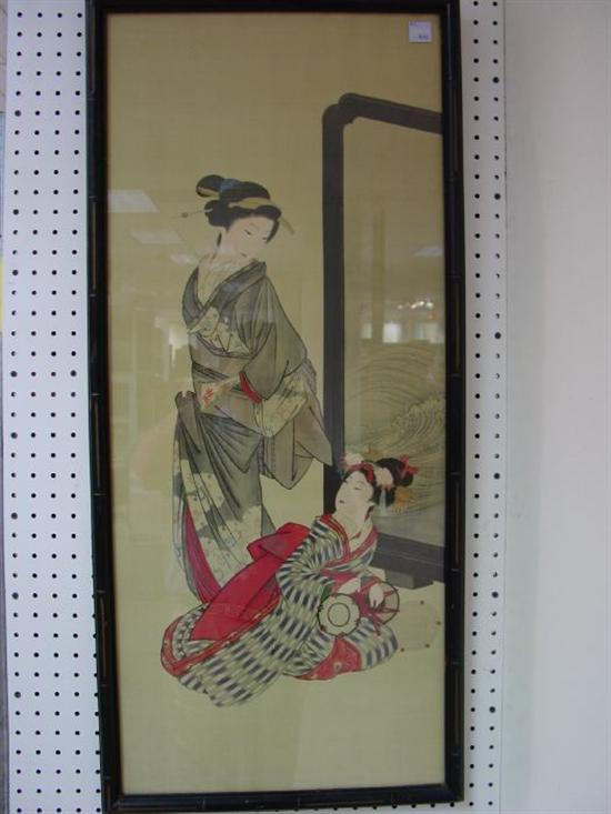 Appraisal: TH CENTURY JAPANESE PAINTING ON SILK REPRODUCTION see back of