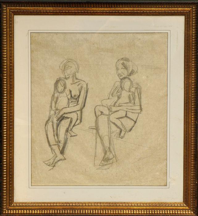 Appraisal: th C School Figural Study Pencil drawing illegibly signed lower