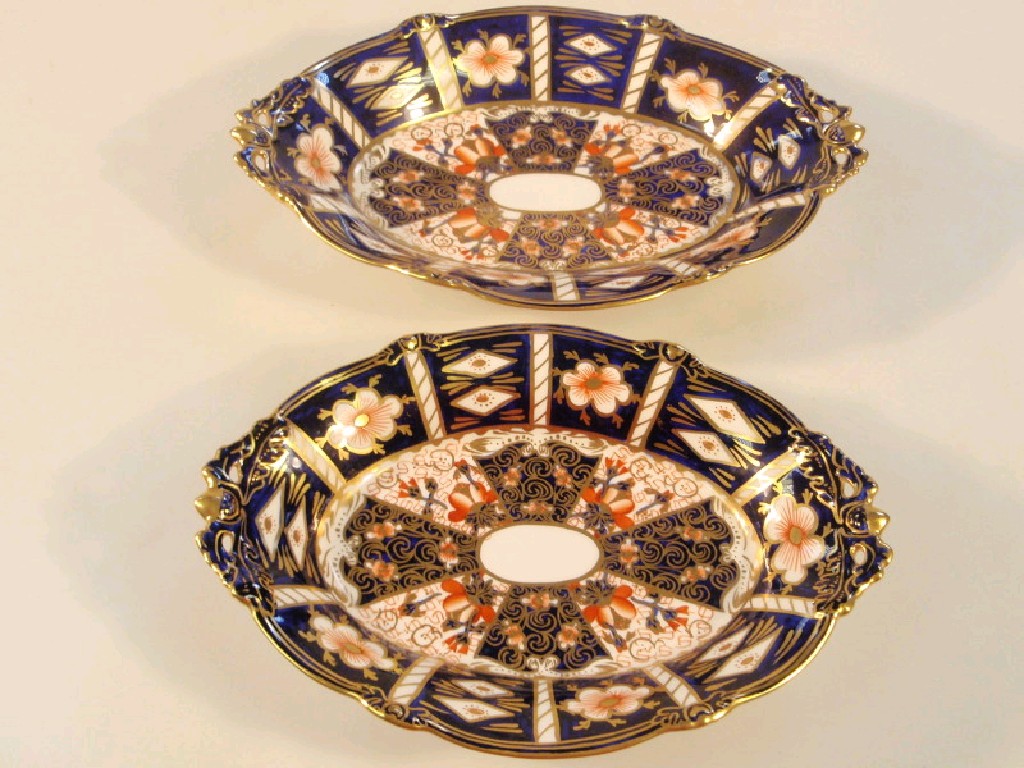 Appraisal: Royal Crown Derby old Imari pattern oval dish on four