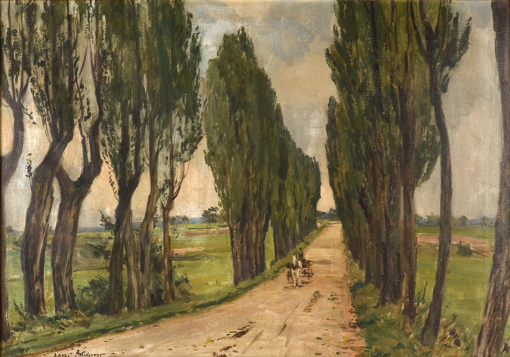 Appraisal: WUCHERER Fritz Swiss - Tree Lined Dirt Road with Carriage