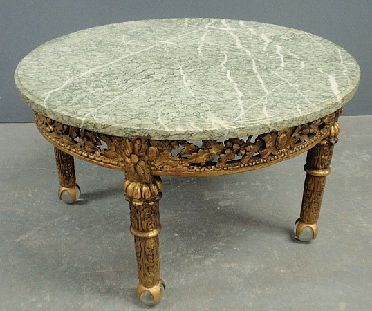 Appraisal: - Italian carved gilt low table th c with a