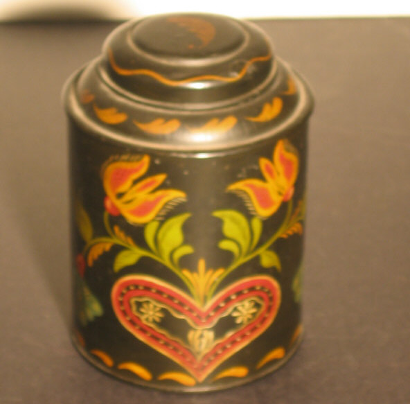 Appraisal: TOLE CANISTER Early to mid th century the lidded canister