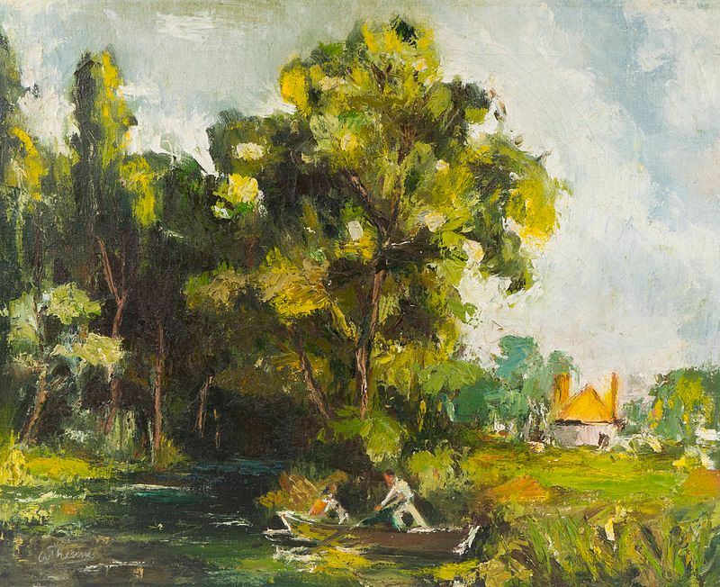 Appraisal: Anthony Thieme American - Riverscape with Cottage Anthony Thieme American