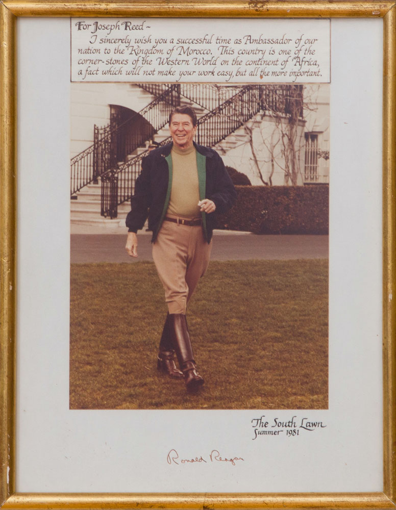 Appraisal: TH CENTURY SCHOOL RONALD REAGAN Color photograph signed 'Ronald Reagan'