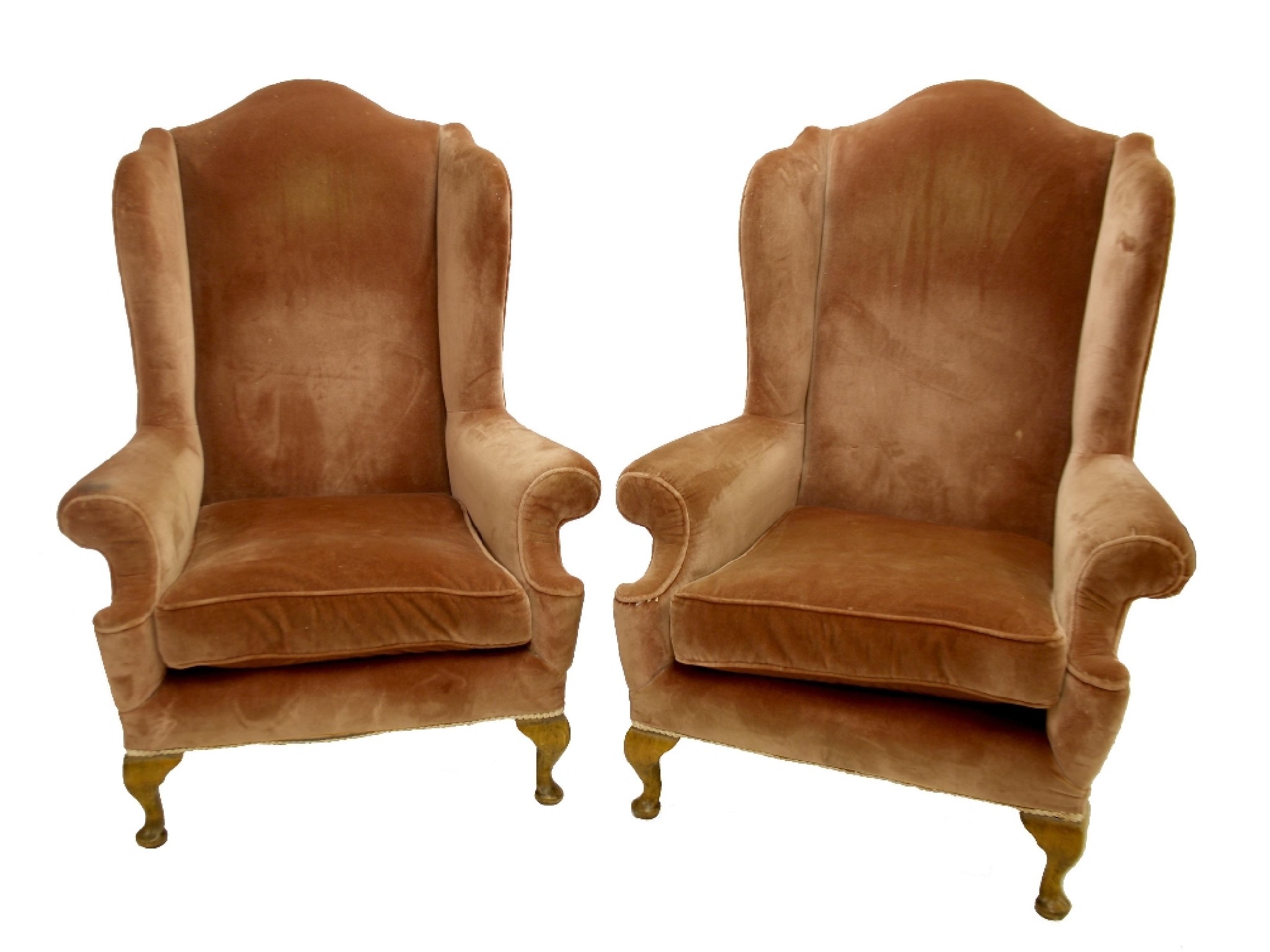 Appraisal: Pair of early th century Queen Anne style high wingback