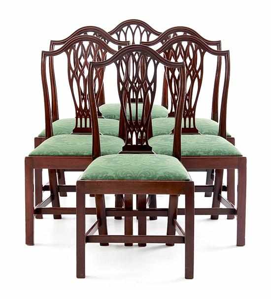 Appraisal: Set of six Chippendale style mahogany dining chairs Edwards Roberts