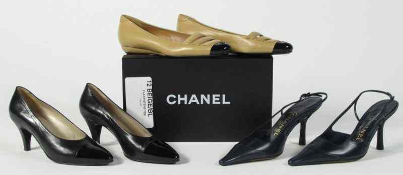 Appraisal: Three Pairs of Shoes Chanelincluding a pair of tan leather