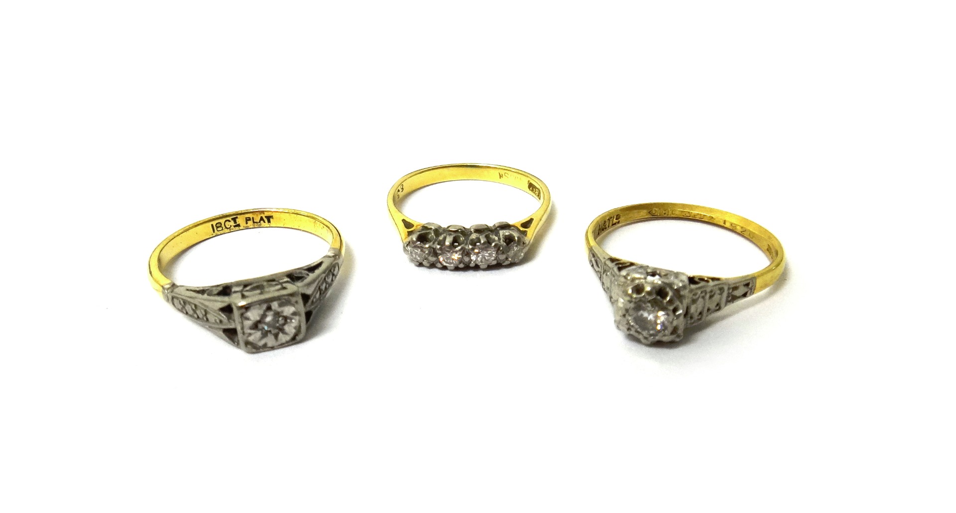 Appraisal: An ct gold and platinum diamond set single stone ring