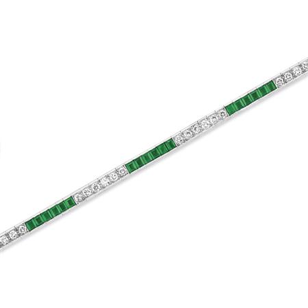 Appraisal: Emerald and Diamond Straightline Bracelet Estimate -