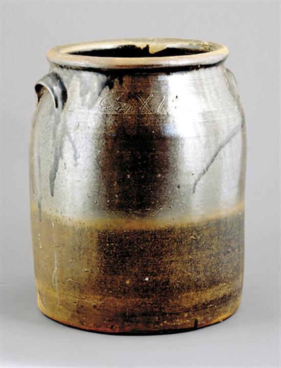 Appraisal: Southern stoneware storage jar probably Georgia last quarter th centuryrolled