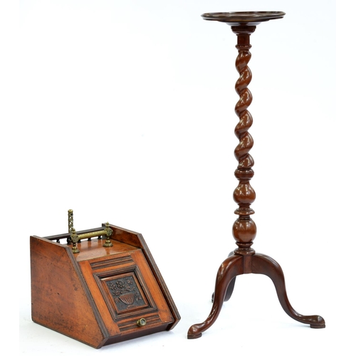 Appraisal: A Edwardian carved walnut purdonium with brass handles and a