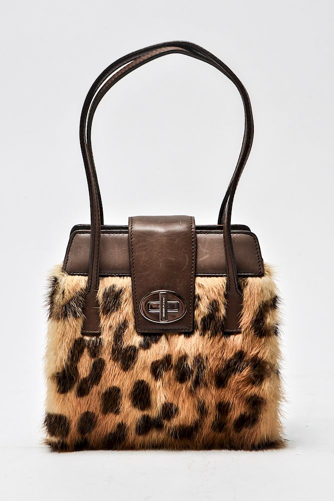 Appraisal: Dolce Gabbana Fur and Brown Leather Handbag Dolce Gabbana fur