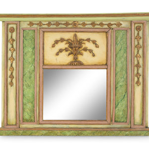 Appraisal: An Italian Painted and Parcel Gilt Overmantel Mirror Late th