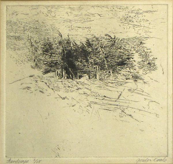 Appraisal: Gordon Cook American - Landscape s Etching on laid paper